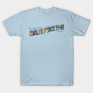 Greetings from Santorini in Greece Vintage style retro souvenir T-Shirt